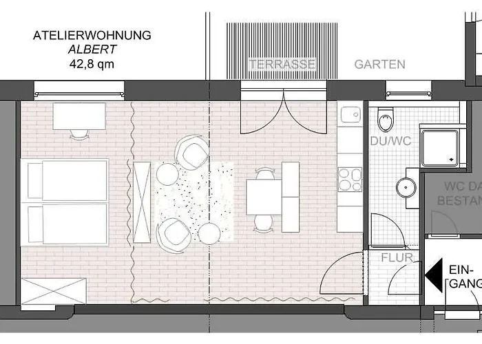 Moderne Studiowohnung In Mit Kueche Und Innenhof Appartement